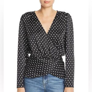 RONNY KOBO NAVY POLKA DOT PATTERN BLOUSE